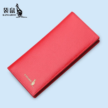 Kangaroo (kangaroo) wallet women's long cowhide 2025 new handbag women's small bag clutch bag women's wallet red-thick style