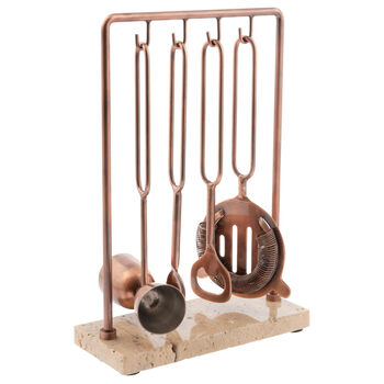Karma bartender set 5-piece bar tool set with marble stand home bartending set copper