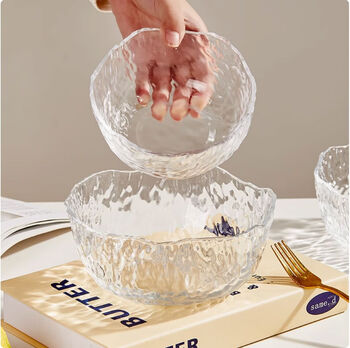 Yusenyi glass fruit tray for living room and coffee shop, front desk candy tray, nut dried fruit snack display plate, transparent bowl