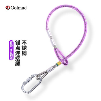 Gorm stainless steel wire rope anchor point connection rope safety rope 22kn load-bearing gm1635 aerial work steel cable diameter 7mm 300cm-alloy steel hook