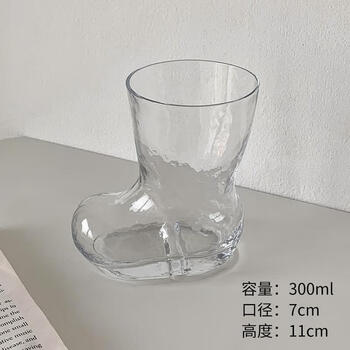 Chuangjingyi selected ins style internet celebrity creative boots glass cup transparent personalized juice drink beer cup trendy coffee cold drink cup transparent small single cup 300ml