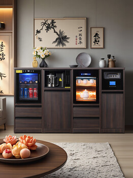 Xiaomi sunshine business office multifunctional combination tea bar machine with ice making and disinfection integrated refrigerator refrigerator storage tea cabinet h04-three-door combination-(tea bar machine+disinfection cabinet+freezer)-smoke color ice warm