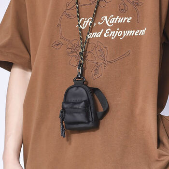 Jiayin mini coin purse, headphone bag, personalized hip-hop card bag, secondary bag, key bag, simple small hanging bag, crossbody bag, black