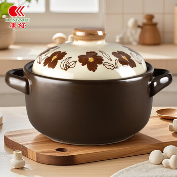 Kangshu clay pot home gas stove stew pot ceramic clay rice stew pot high temperature resistant dry burning non-cracking clay pot large soup pot thickened mountain plum stew pot suitable for 4-6 people 5000ml