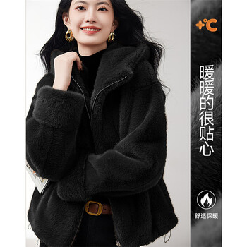 Xinfeiyu imitation mink coat for women, fashionable, high-end, hooded design, thickened and warm, imitation fur one-piece fur coat