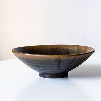 Chinese retro coarse pottery threaded bamboo hat noodle bowl household pointed bottom bowl soup bowl restaurant commercial salad bowl large tableware threaded bamboo hat bowl