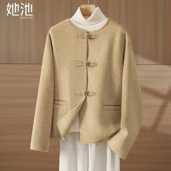 Shechi 2025 winter new women's new chinese style single-breasted loose style sheep wool double-sided woolen coat