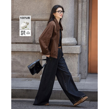 Demana gentle velvet autumn minimalist retro lapel corduroy elastic hem loose small women's jacket