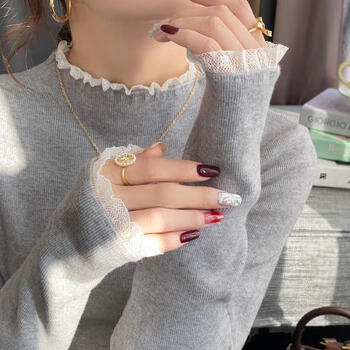 Yu zhaolin (yuzhaolin) lace edge bottoming shirt women's knitted inner wear 2025 new high-end top half turtleneck sweater autumn and winter