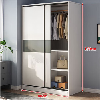 Jinlai wardrobe home bedroom small apartment b&b rental cabinet economical wooden child sliding door hanging wardrobe 2 doors length 80cm main cabinet moonlight white + gray depth 45cm delivered to downstairs installation by yourself