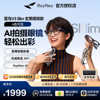 Thunderbird smart glasses rayneo v3 ai shooting glasses smart glasses camera non-flat mirror bluetooth audio ar glasses black technology photography translation glasses bluetooth voice control v3 slim small model black with charging box | 5 luxury gifts packaged