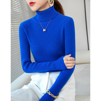 Pure (yishion) klein blue turtleneck sweater for women in autumn and winter, thickened long-sleeved sweater, slim fit bottoming shirt for women, klein blue s