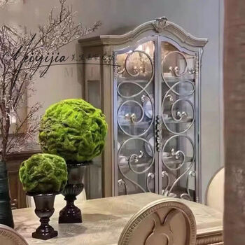 Sanqihu american art zhuyuan round dining table and chair combination solid wood carved dining table customized light luxury home marble round dining table sideboard