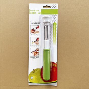 Perfect apple and pear corer 304 stainless steel remover two-in-one multifunctional peeling tool 2-in-1 green and white_dual-purpose peeling and corer