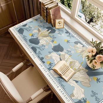 Yusenyi american desk mat for students to study special desk mat desk tablecloth high-end waterproof and oil-proof washable and cuttable falling flower blue - square horizontal 40x100cm