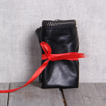 Other/other handmade genuine leather wallet, first-layer cowhide wallet, simple and elegant, original design, men and women couple, black