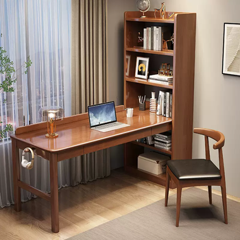 Yusenyi corner desk bookshelf combination student desk computer desk simple desktop all-in-one home solid wood study table yayj2513 walnut color single table bookshelf can be interchanged left and right 120x65x182cm
