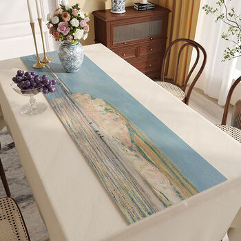 Yusenyi dining table no-wash waterproof oil-draining tv cabinet table mat oil painting coffee table mat sideboard cupboard cover cloth blue coast 33x80 suitable for coffee table dining table cabinet