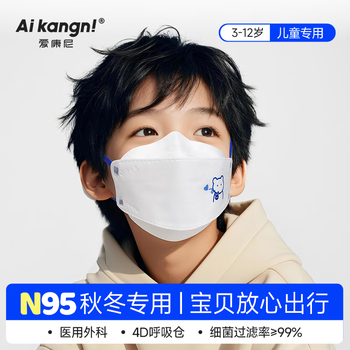 Iconi children's n95 mask medical surgical 6-12 years old dustproof anti-haze breathable boys and girls biye bear 30 pieces