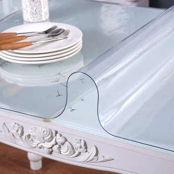 Yusenyi transparent tablecloth waterproof, anti-scald and anti-oil, no-wash coffee table mat, soft plastic glass dining table mat, thick crystal plate, transparent (1.5mm thickness) 30x45 dinner plate mat