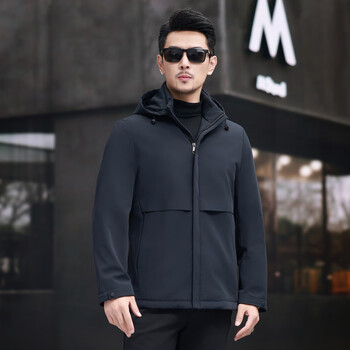 Yaya 2025 winter new men's down jacket business casual white duck down removable hooded thickened warm jacket blue m 170
