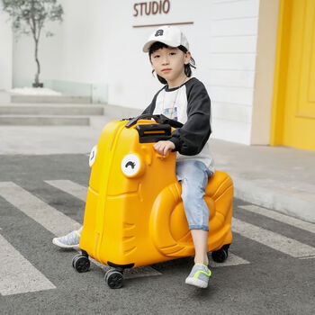 Ye yu datu trolley case men's cycling travel case women's wheel baby can sit and cycling luggage bag anti-rollover cute snail yellow 20-inch can boarding (suitable for 1-6 years old) bearing 160 jin