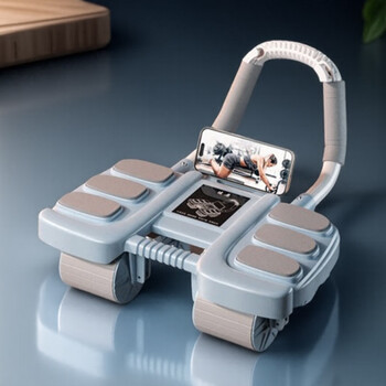 Calliven four-wheel abdominal wheel automatic rebound counting abdominal muscle 2025 new fitness slim belly training abdominal crunch magic tool - blue upgraded/enlarged thickened elbow support (free thickened kneeling mat)