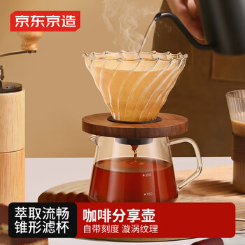 Made in tokyo, hand-brewed coffee pot, cold-resistant tropical scale sharing pot, swirl texture cold brew filter cup set