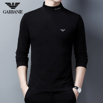 Armani exchange armani high-end long-sleeved t-shirt men's german velvet stand-up collar with spring and autumn new double-sided velvet sweatshirt middle-aged bottoming shirt high collar black 03 m 165