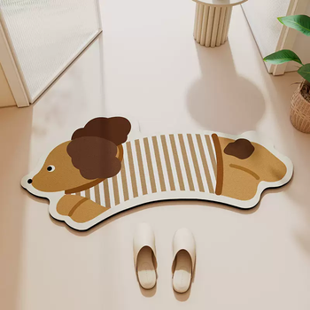 Yusenyi curved bathroom floor mat bathroom fan-shaped diatom mud absorbent foot mat color wrong shower room door arc anti-slip mat stupid dog diatom mud soft cushion curved 45x90cm