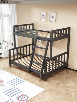 Yusenyi iron art children's bunk bed bunk bed high and low bed solid wood bed double bed black bare bed 1800mmx000mm only high and low bed
