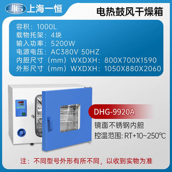 Yiheng electric constant temperature blast drying oven laboratory dhg9030a/9070a digital display industrial oven drying oven dhg-9920a 1000l stainless steel liner