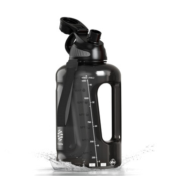 German water cup large capacity boys fitness water bottle tons of high temperature resistant summer cup black gray water drop mark tritan material + available 1600ml