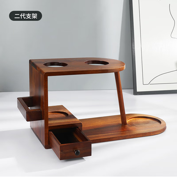 He jiagong hand-brewed coffee pot set hand-grinded coffee machine hand-cranked coffee grinder storage shelf coffee machine acacia wood hand-brewed stand single