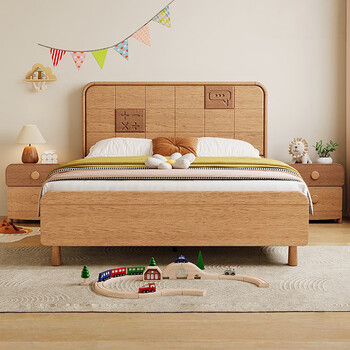 Caiti solid wood children's bed for boys and girls 1.2m single bed 1.5m teen bedroom bed storage bed home bed single bed + 10cms type combed jute mattress 135*200cm standard pine silent bed board