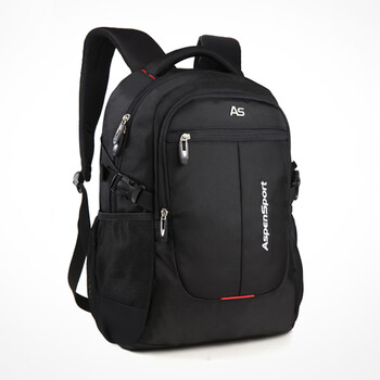Aspensport backpack large capacity commuting travel backpack middle and high school college students spine protector school bag business computer bag black standard edition (can hold 15-inch computer)