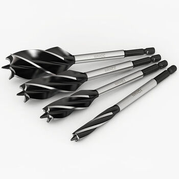 Miluo drill bit, woodworking drill bit, four-slot, four-blade support drill, hexagonal handle opening, wood door lock hole drill bit, wooden board punching, three-point equal handle, 4mm single