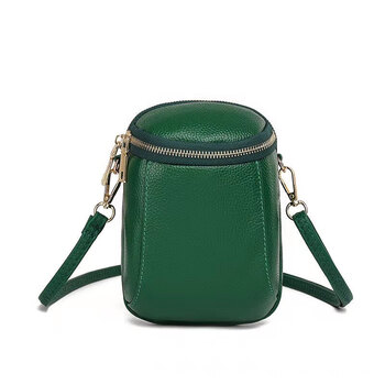 Genuine leather backpack, first-layer cowhide mobile phone bag, large-capacity fashionable women's wallet, new versatile cross-body leather wallet, green