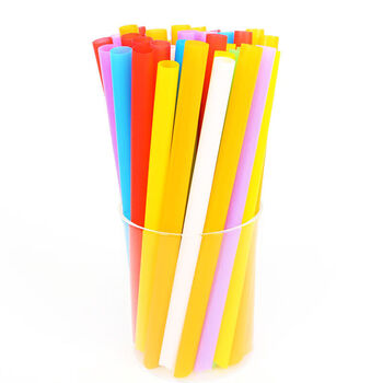 Enshousu colorful large thick straws juice drink milk tea disposable plastic straws diy handmade creative production thick straws 100 pack