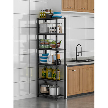 Kitchen rack storage rack thickened steel kitchen gap storage rack floor-standing multi-layer bowl purchase, length 30 width 20, black paint 0x0cm x 3 layers