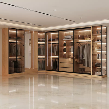 Yusenyi log bedroom household solid wood sliding door wardrobe to top l-shaped cloakroom combination customized sliding door wardrobe sliding door 2 double doors (length 60 width 60 height 240) cm assembly + single door