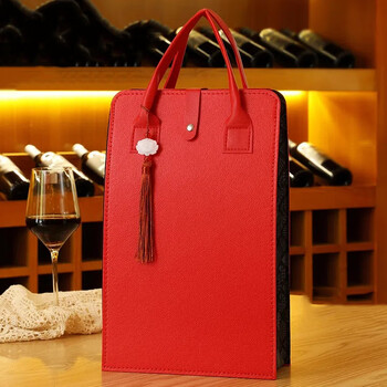 Jialaichen red wine packaging gift box empty box high-end handbag wine box two-pack red gift bag double box souvenir without wine red + tassel red wine handbag double-pack