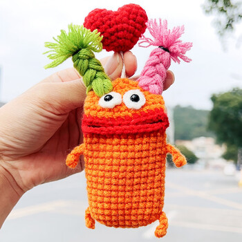 Two-dimensional key bag, woolen cartoon sausage mouth key bag, hand-woven bmw car key protective cover, carrot and mandarin duck braid, woolen key bag, universal for 99% of cars