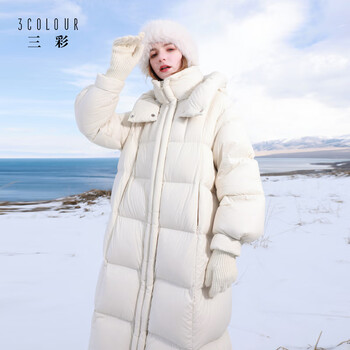 Three-color high-loft, high-fill down 2025 winter new 90 white duck down jacket, waterproof and easy to care for, long style m, off-white, m 160/84a, loose version, suitable for small photos
