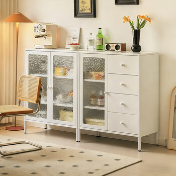 Munven steel arc corner sideboard storage whole house living room side cabinet integrated wall entrance storage locker arc double glass door stone green installation included