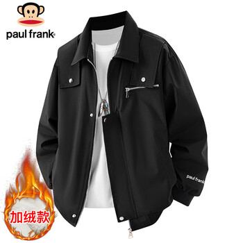 Paul frank jacket men's autumn and winter american functional work jacket men's trendy brand top men's black velvet xl
