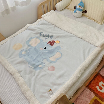 Moedoobiea type lamb velvet blanket nap student children office small blanket air conditioning blanket milk velvet thickened autumn and winter little blue elephant 100*140 lamb velvet blanket about 1.6 pounds