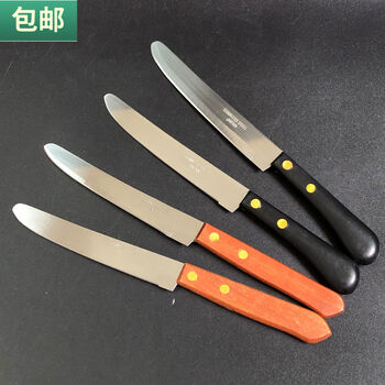 Yusenyi stainless steel fruit knife black plastic handle deli knife teeth steak and mutton knife wooden handle serrated knife wooden handle teeth knife serrated 2 pcs 11:8cm