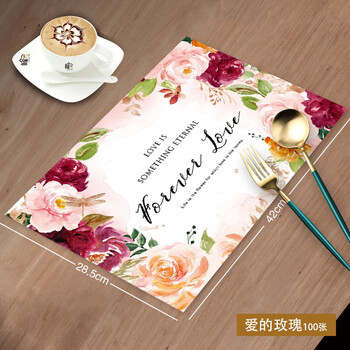 Erzhi disposable placemat paper western food home placemat nordic style restaurant birthday party table paper pad place paper love rose 100 sheets