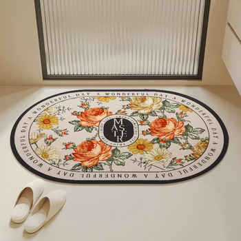 Yusenyi bathroom floor mat, dressing room, toilet door, super absorbent and quick-drying, dry floor mats, non-slip, anti-fall, diatom mud for home use, european peony star mas 0011 40cmx60cm (water-absorbing, quick-drying, dry, experience pack)
